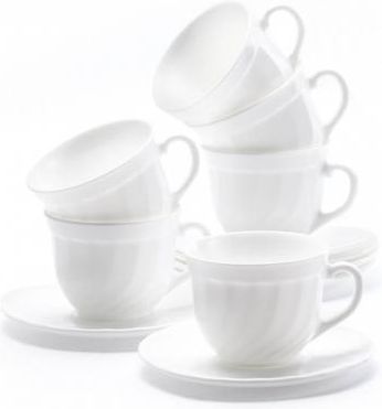 Filiżanki do kawy i herbaty szklane ze spodkami LUMINARC BIAŁE 220 ml 6 szt.