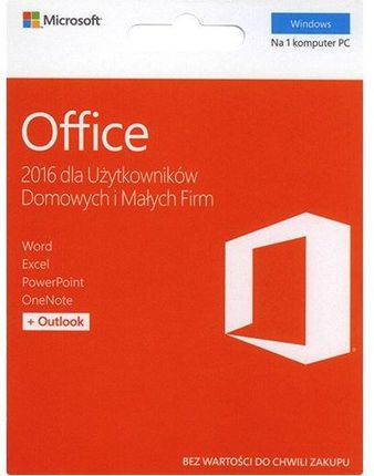 Microsoft Office 2016 Dla Użytkowników Domowych I Małych Firm 32/64 Bit Pl (T5D-02855)