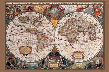 Mapa Świata (XVII Wiek) - plakat 91,5x61 cm