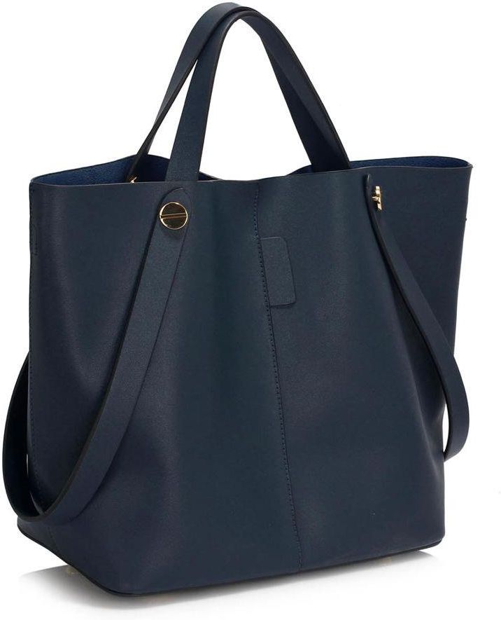 LARGE Tote Bag NAVY Blue OVERSIZE Shopper Leather Shopper 