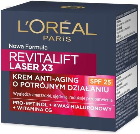 Krem L’Oreal Paris Revitalift Laser X3 anti-aging o potrójnym działaniu z SPF 25 na dzień 50ml