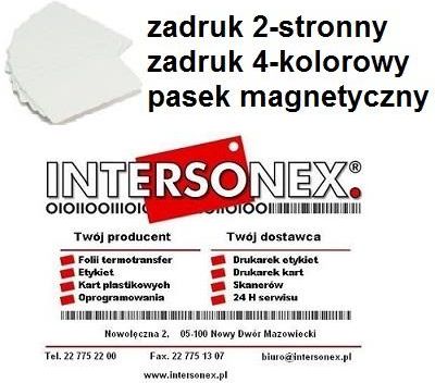 Intersonex Karta Z Paskiem Magnetycznym I Kodem Kreskowym 72Szt