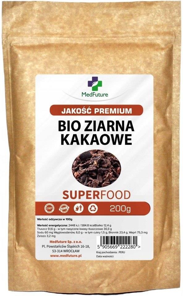 Medfuture Super Food Kruszone Ziarna Kakaowca Proszek Bio 250G Ceny i