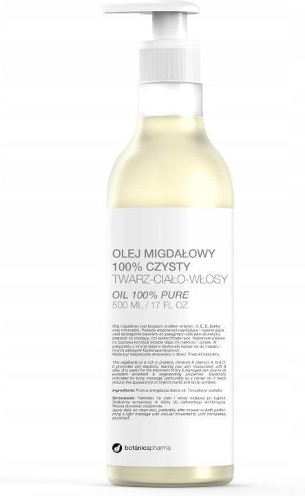 Botanicapharma Olej migdałowy 100% czysty pompka 500ml