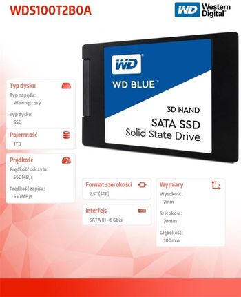 Dysk SSD Wd 1Tb Blue Ssd 3D Nand (Wds100T2B0A) - Opinie i
