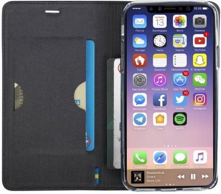Krusell Malmo 4 Card Foliocase Etui iPhone X z kieszeniami na karty + stand up (czarny) (61076)
