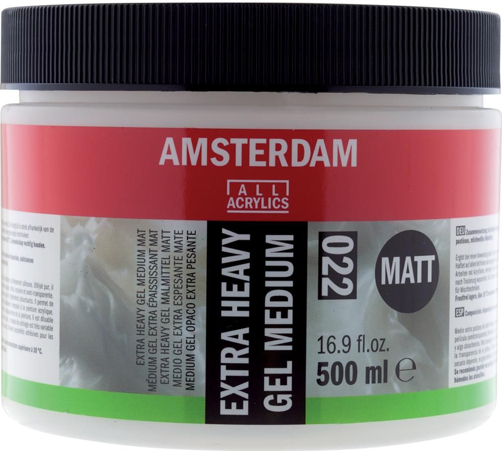 Amsterdam Mediums 500 Ml Heavy Gel Medium Matt 020 Enhances Acrylic Paint Texture Volume High Quality Mixing Medium Perfect For Thick Layers Mixed Media Techniques