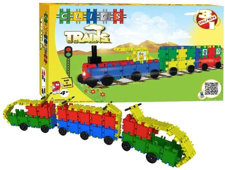 Clics Toys Klocki Clics 3 Trains w pudełku (Ca028)