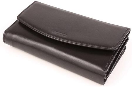 Duży skórzany portfel damski PPD6 czarny - czarny