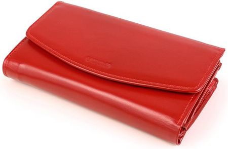 Duży skórzany portfel damski PPD6 czerwony - czerwony
