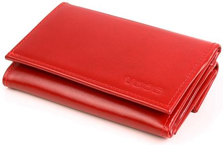 Mały skórzany portfel damski PPD4 czerwony - czerwony