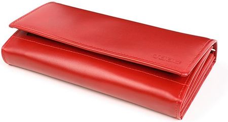 Duży skórzany portfel damski PPD5 czerwony - czerwony