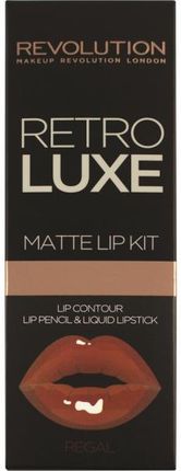 Makeup Revolution Retro Luxe gloss Lip Kit Zestaw Błyszczyk I Konturówka 09 Regal