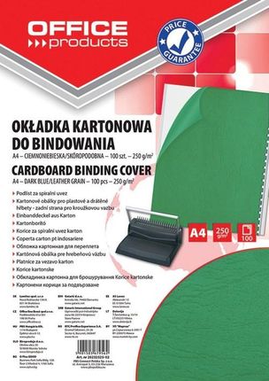 Pbs Connect Okładka Do Bindowania Office Products A4 Kartonowa 100 Szt Zielona/Skóropodobna