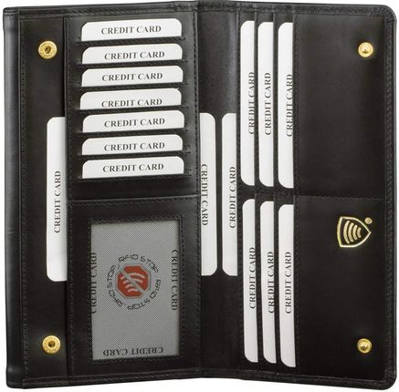 Damski Portfel RFID Chroniący Karty Zbliżeniowe (Czarny)