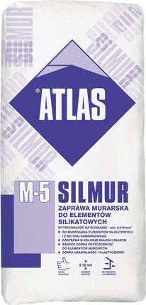 Atlas Zaprawa Murarska Silmir M5B Do Elementów Silikatowych Biała 25Kg