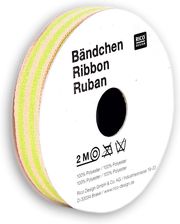 Zdjęcie Rico Design, wstążka ozdobna, żółta, paski, 2m - Krzywiń