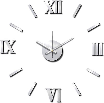 Zegar naklejany Splendid, ROMER, srebrny, śr. 60 cm,