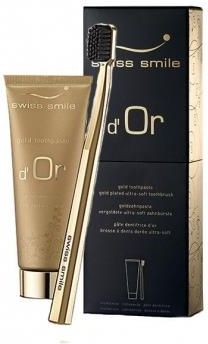 swiss smile d´Or Gold 75ml Gold Toothpaste + Ultra Soft Toothbrush Gold Plated unisex  1szt