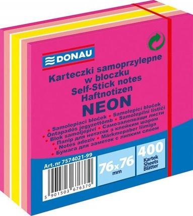 Pbs Connect Kostka Samoprzylepna Donau 76X76Mm 400 Kartek Neon-Pastel Mix