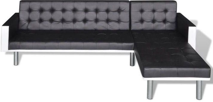 Vidaxl Sofa Narożna Z Funkcją Rozkładania Sztuczna Skóra Czarna - zdjęcie 1 Vidaxl Sofa Narożna Z Funkcją Rozkładania Sztuczna Skóra Czarna