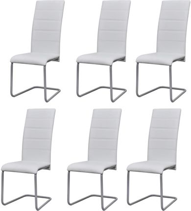 vidaXL 6 Białych Krzeseł Wspornikowych Z Wysokim Oparciem