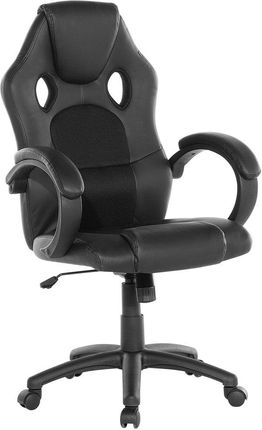 Beliani Nowoczesne krzesło biurowe ze sztucznej skóry z czarną siatką regulowane Rest
