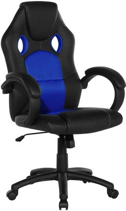 Beliani Nowoczesne krzesło biurowe ze sztucznej skóry z niebieską siatką regulowane Rest