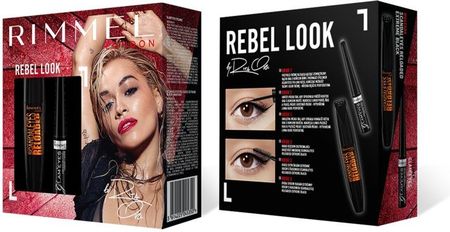 Rimmel Rebel look By Rita Ora tusz Scandaleyes reloaded extra black + Eyeliner Glam Eyes czarny