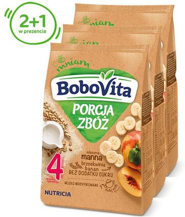 Bobovita Porcja Zbóż Kaszka Mleczna Manna Brzoskwinia Banan Po 4 Miesiącu 3X210G