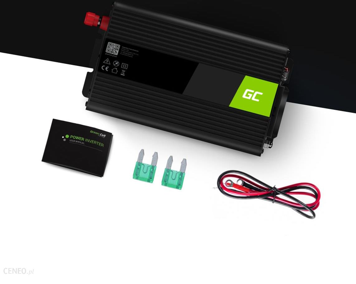 Green Cell Przetwornica napięcia Inwerter tryb UPS 12V na 230V Czysta sinusoida 300W/600W do Pompy centralnego ogrzewania (INV07)