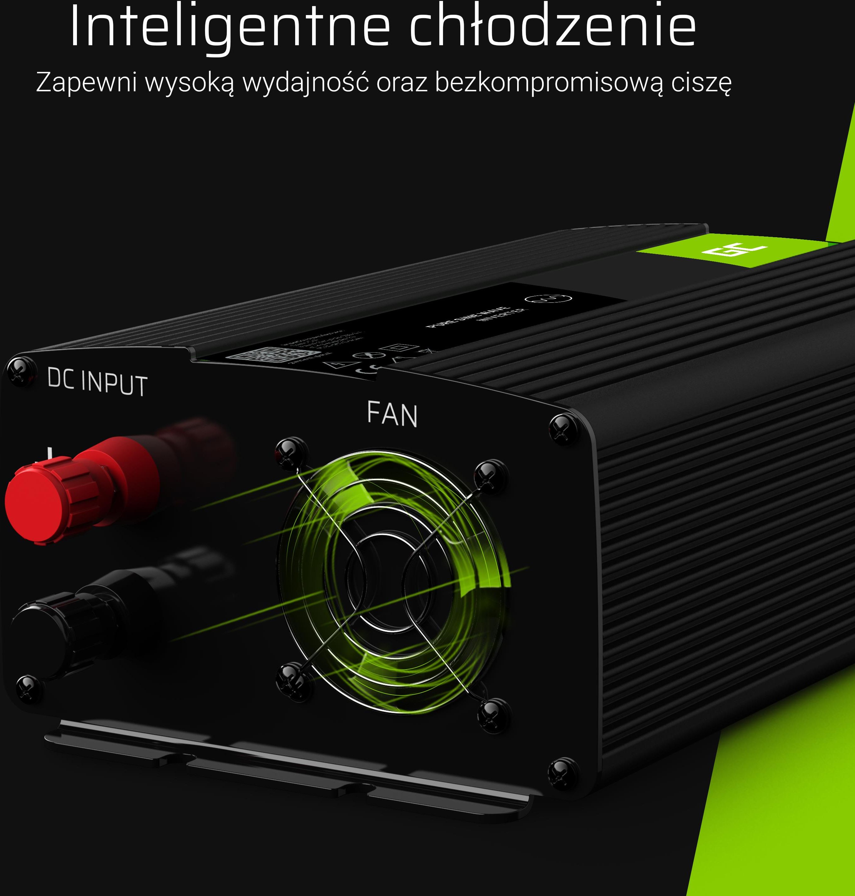 Green Cell Przetwornica napięcia Inwerter tryb UPS 12V na 230V Czysta sinusoida 300W/600W do Pompy centralnego ogrzewania (INV07)