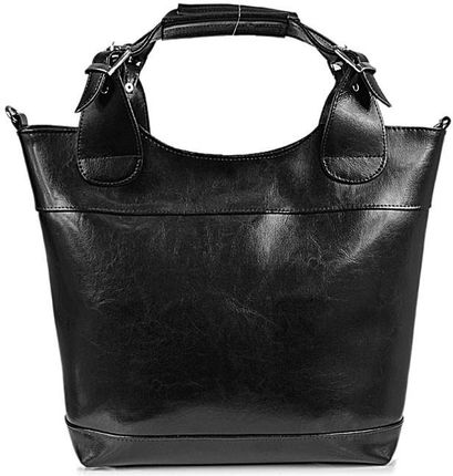 DAN-A T195 czarna torebka skórzana elegancki kuferek - Czarny