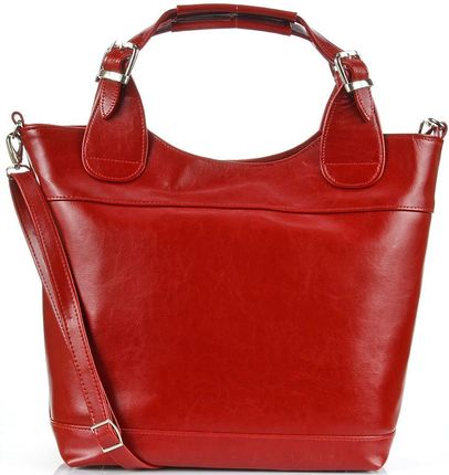 DAN-A T195 czerwona torebka skórzana elegancki kuferek - Czerwony