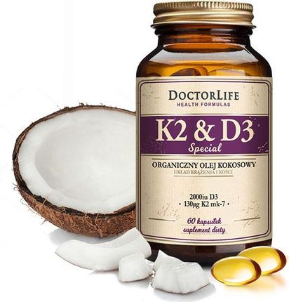 Doctor Life K2 130mcg i D3 2000iu Special w organicznym oleju kokosowym 60 kaps