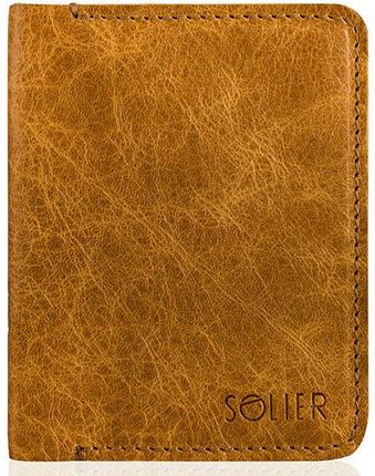 Cienki skórzany portfel męski Solier SW10 jasnobrązowy - LiGHT BROWN