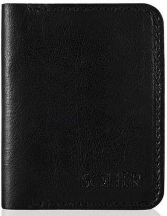 Cienki skórzany portfel męski Solier SW11 czarny - black