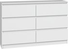 Topeshop Komoda Szafka Malwa 6 Szuflad Biała 120X30X77
