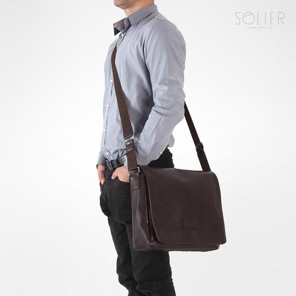 Stylowa torba męska na ramię casual SOLIER S11 brązowa - Brown