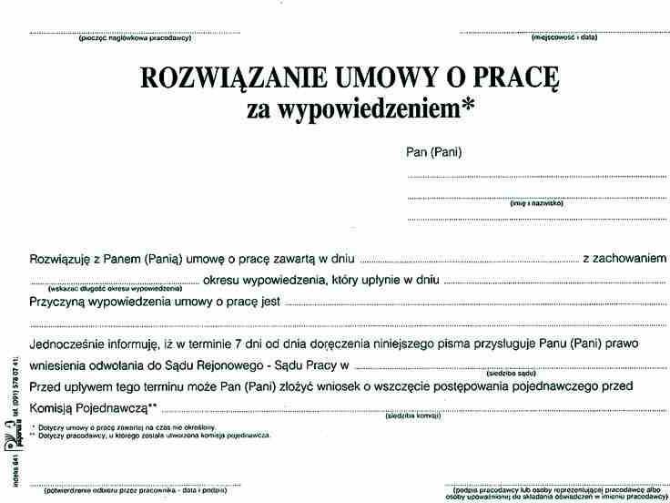 Rozwiązanie umowy o pracę za wypowiedzeniem A5 - Ceny i opinie - Ceneo.pl