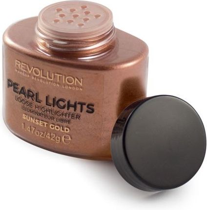 Makeup Revolution Pearl Lights Loose Highlighter Puder Sypki Rozświetlający Sunset Gold 25g