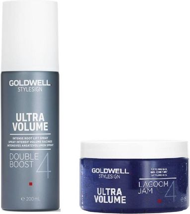 Goldwell nadający objętość StyleSign Ultra Volume Double Boost spray 200ml + StyleSign Volume Lagoom Jam żel 150ml