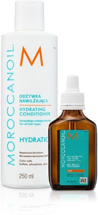 MoroccanOil do przesuszonej skóry głowy Hydration odżywka nawilżająca z olejkiem arganowym 250ml + Dry Scalp No More Olejek przywracający ró