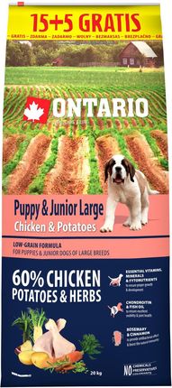 Ontario Puppy & Junior Large Chicken & Potatoes 20kg