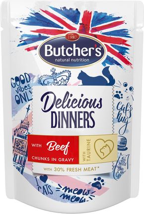 Butcher's Delicious Dinners Cat z wołowiną kawałki w sosie 24x100g