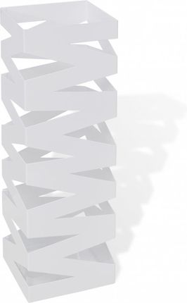 vidaXL Metalowy kwadratowy biały stojak na parasole kijki laski 48,5 cm