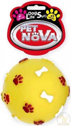 Pet Nova Zabawka Piłka w kości i łapki żółta 7,5cm