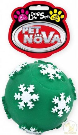 Pet Nova Zabawka Piłka z płatkami śniegu zielona 7,5cm