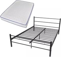 Vidaxl Podwójne łóżko Metalowe Z Materacem Memory Foam 140x200