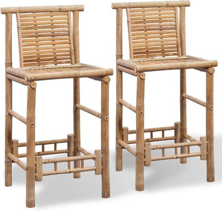 vidaXL 2 Bambusowe Krzesła Barowe